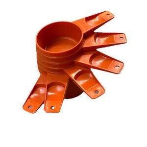 Vintage Tupperware Stacking Measuring Cups Complete Harvest Orange Set Of 6